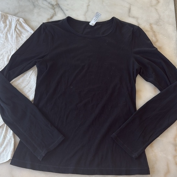 Yogalicious heavenly rib long sleeve 2 pack Long Sleeve Tops Beige & Black Sz M - Picture 9 of 12